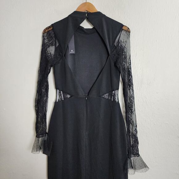 NEW Lulus Bragging Rights Black Lace Long Sleeve Column Maxi Dress - Picture 14 of 15